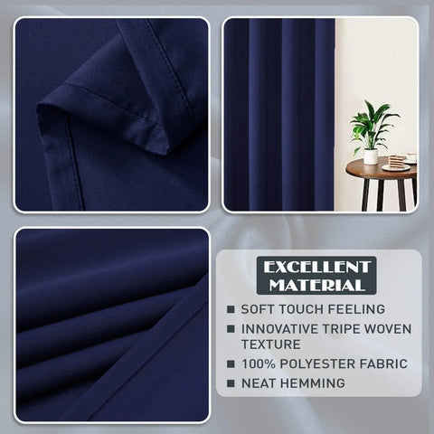 Perfect Nest - Navy Blue Thermal Blackout Eyelet Curtains