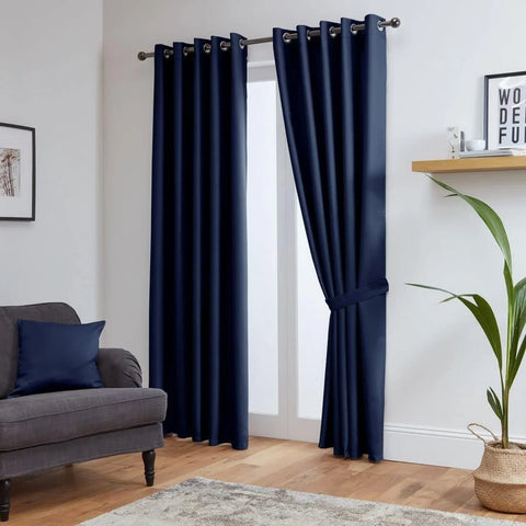 Perfect Nest - Navy Blue Thermal Blackout Eyelet Curtains