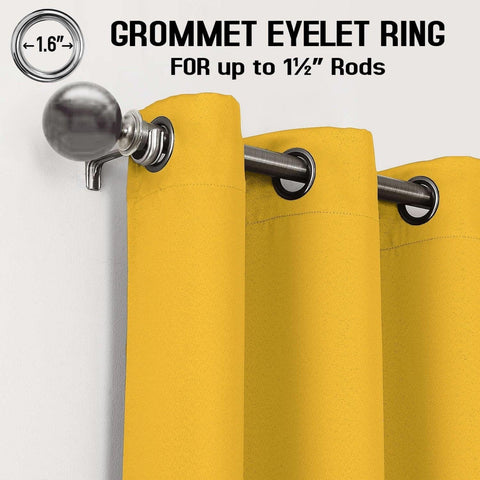 Perfect Nest - Ochre Yellow Thermal Blackout Eyelet Curtains