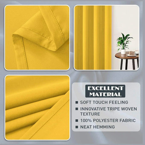 Perfect Nest - Ochre Yellow Thermal Blackout Eyelet Curtains