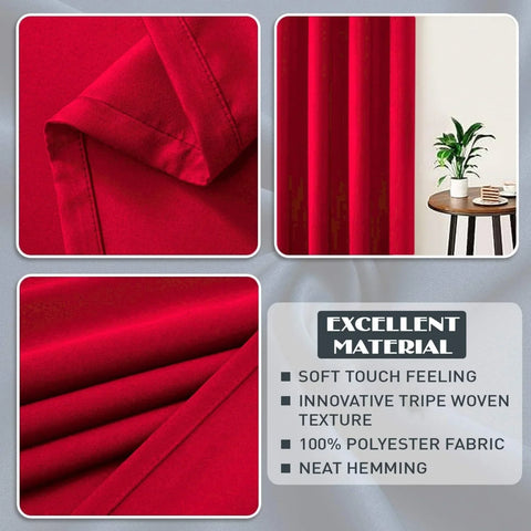 Perfect Nest - Red Thermal Blackout Eyelet Curtains