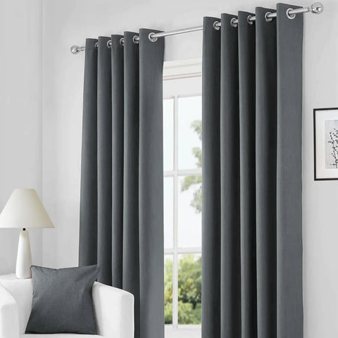 Perfect Nest - Charcoal Thermal Blackout Eyelet Curtains
