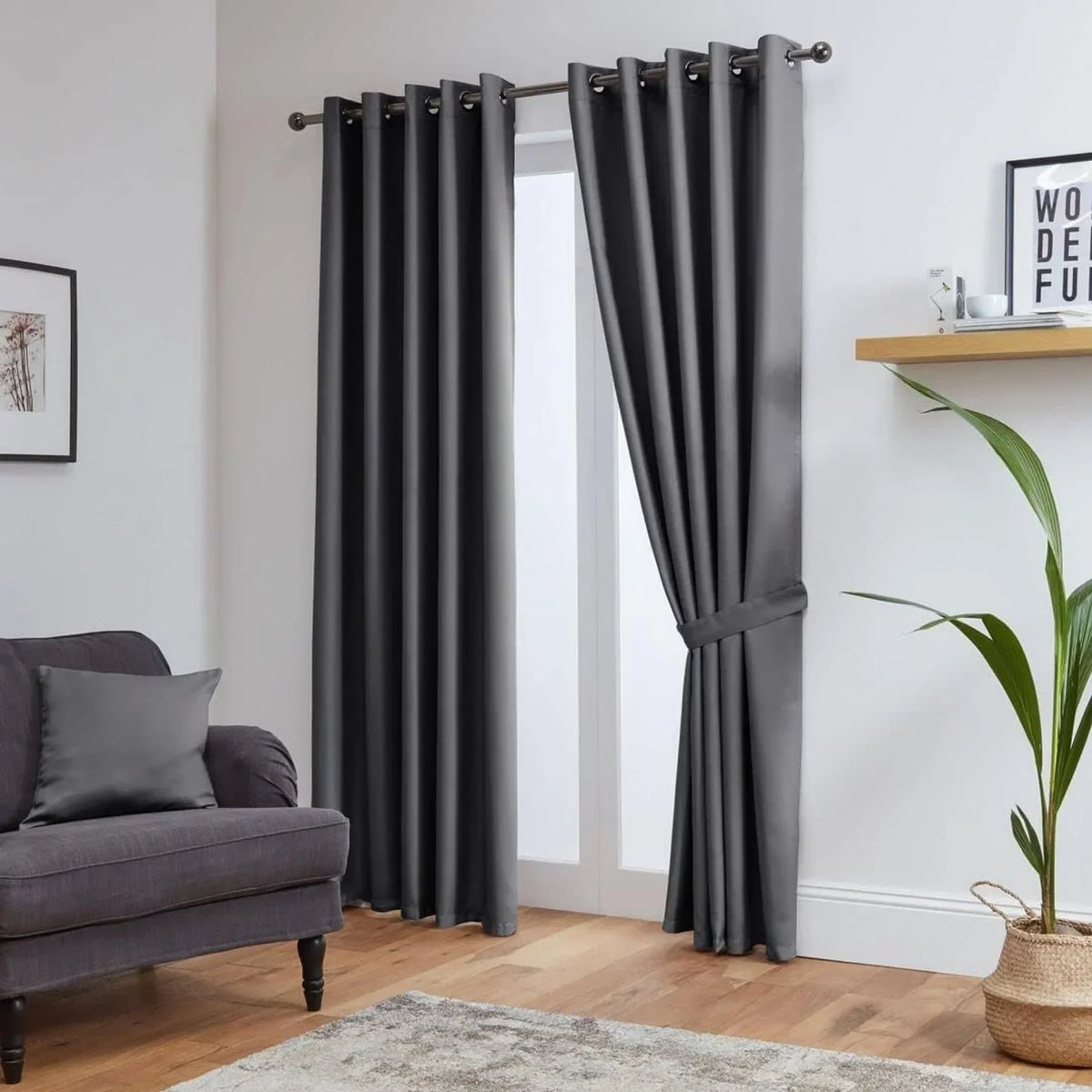 Perfect Nest - Charcoal Thermal Blackout Eyelet Curtains