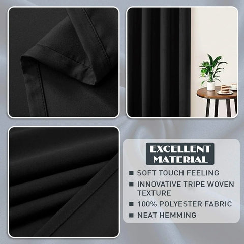 Perfect Nest - Black Thermal Blackout Eyelet Curtains