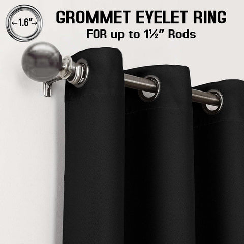 Perfect Nest - Black Thermal Blackout Eyelet Curtains