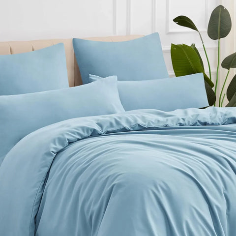 Perfect Nest - Plain Dyed Baby Blue Percale Duvet Quilt Cover