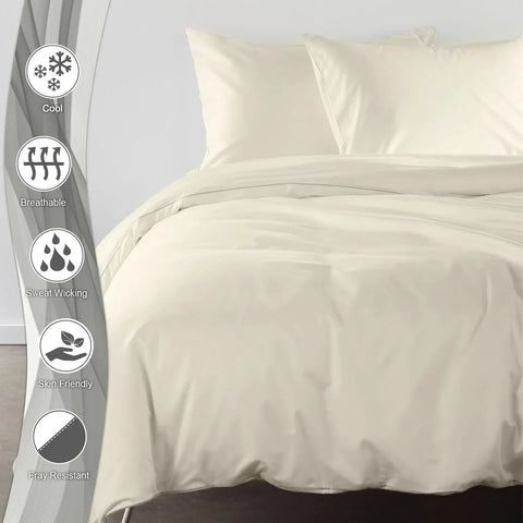 Perfect Nest - Plain Dyed Cream Percale Duvet Quilt Cover