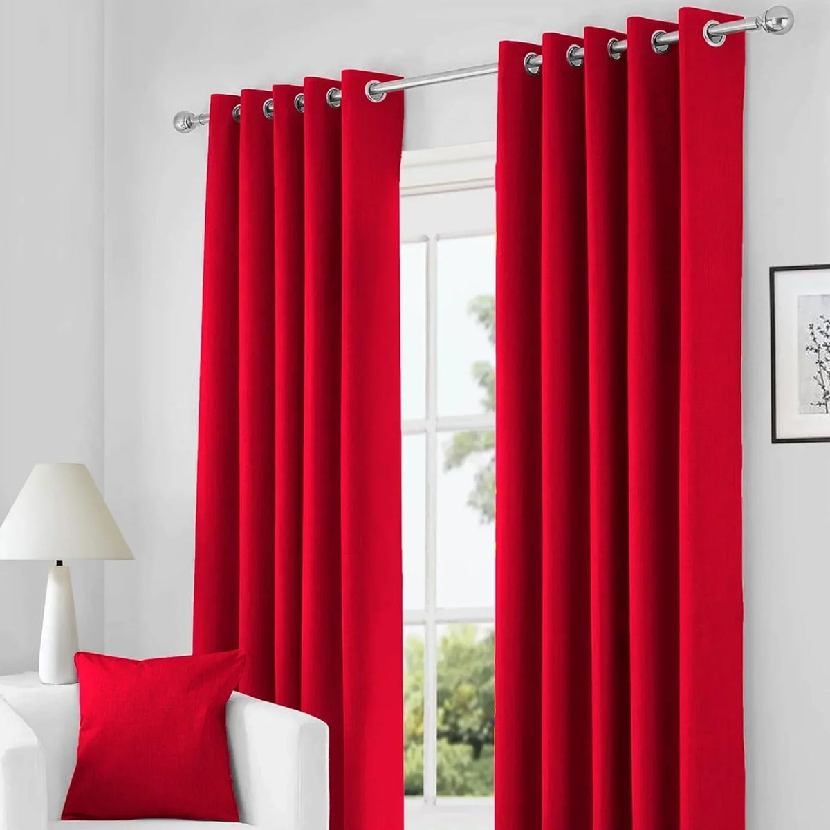 Perfect Nest - Red Thermal Blackout Eyelet Curtains