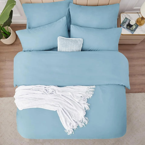 Perfect Nest - Plain Dyed Baby Blue Percale Duvet Quilt Cover