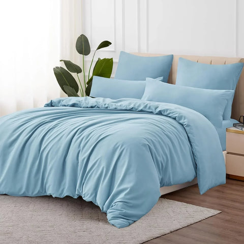Perfect Nest - Plain Dyed Baby Blue Percale Duvet Quilt Cover