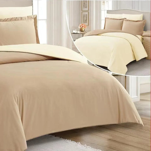 Perfect Nest - Reversible & Plain Duvet Cover and Matching Pillowcase Set