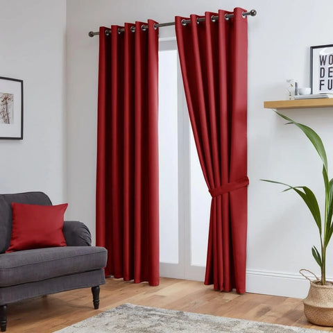 Perfect Nest - Red Thermal Blackout Eyelet Curtains