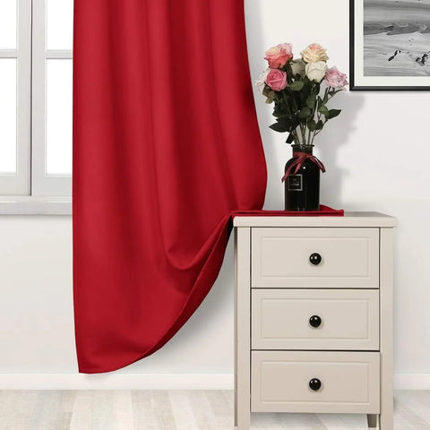 Perfect Nest - Red Thermal Blackout Eyelet Curtains