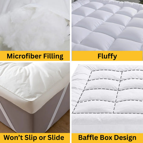 Perfect Nest - Luxury Mattress Topper – 10cm Extra Deep Fluffy Bed Enhancer